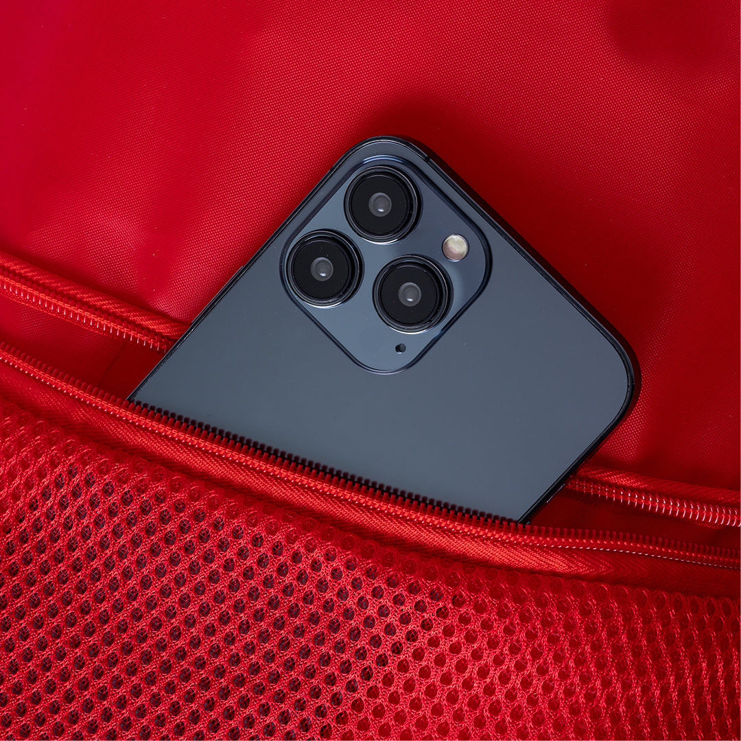 Mochila de cuerdas roja