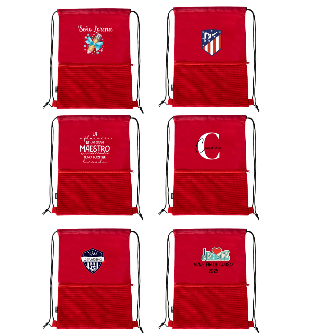 Mochila de cuerdas roja