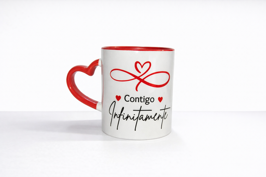 Taza Contigo Infinitamente asa corazón