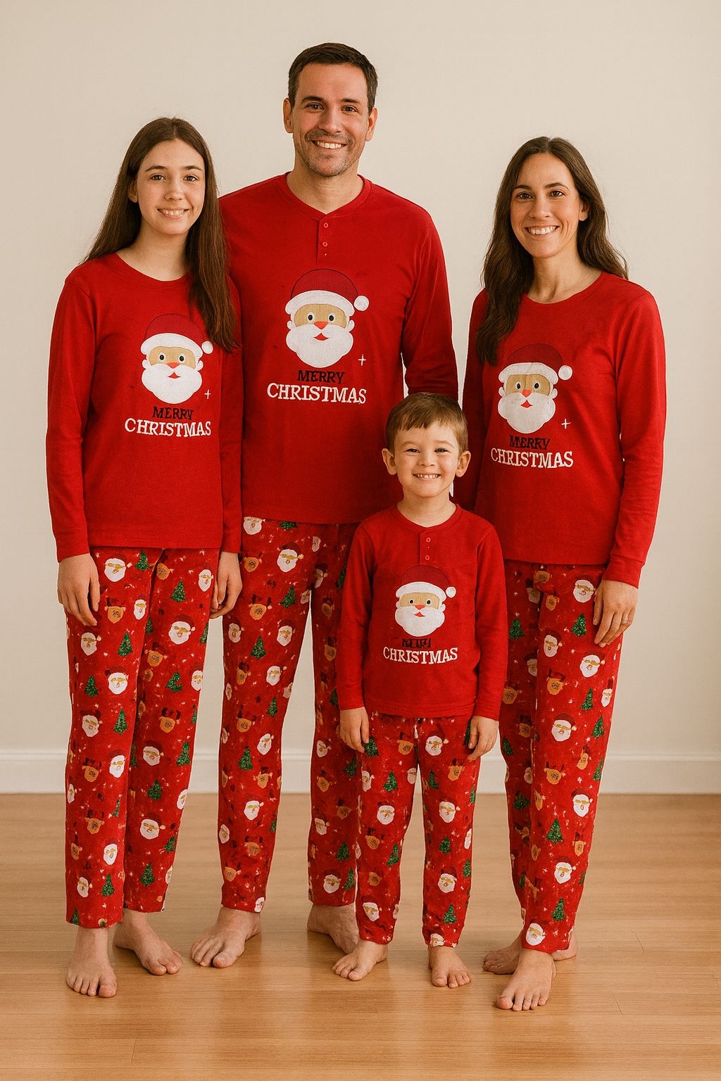 Pijamas Navideños Personalizados Familiar Con Nombre