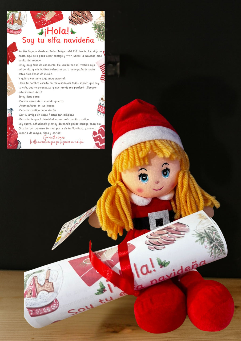 Elfa Navideña Personalizada con nombre(Incluye una carta de presentación)