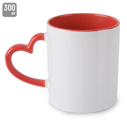 Taza con asa corazón personalizable