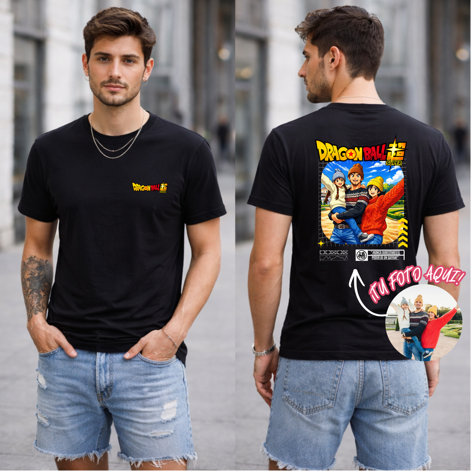 Camiseta personalizada con tu foto estilo dragon ball