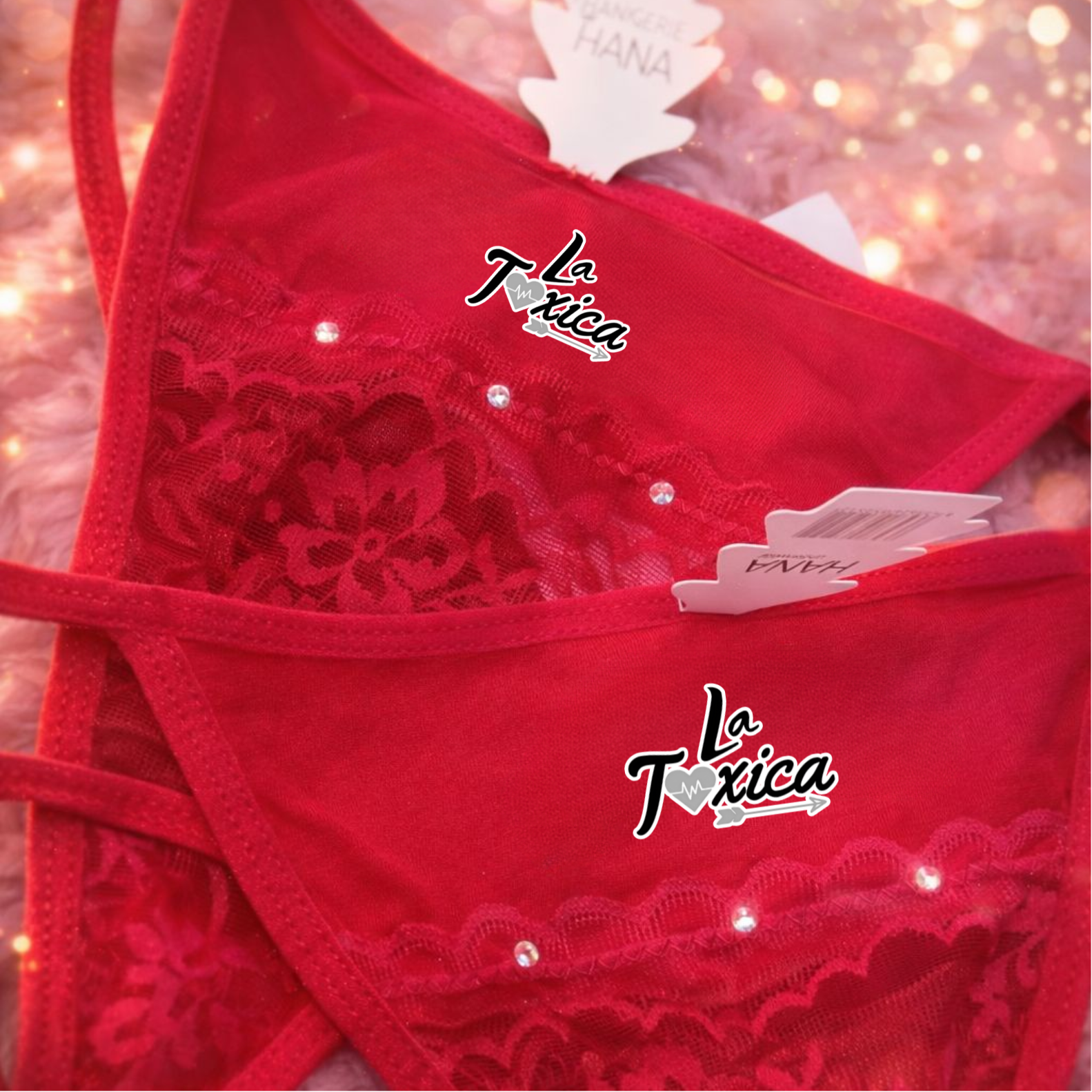 Tanga de Encaje Rojo Personalizado