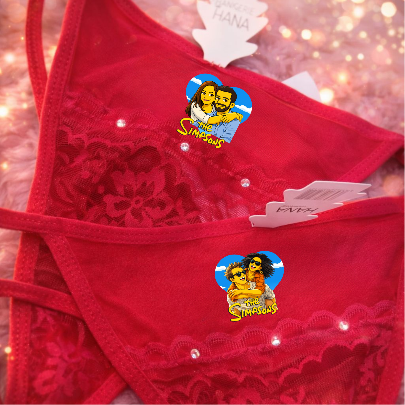 Tanga de Encaje Rojo Personalizado con tu foto