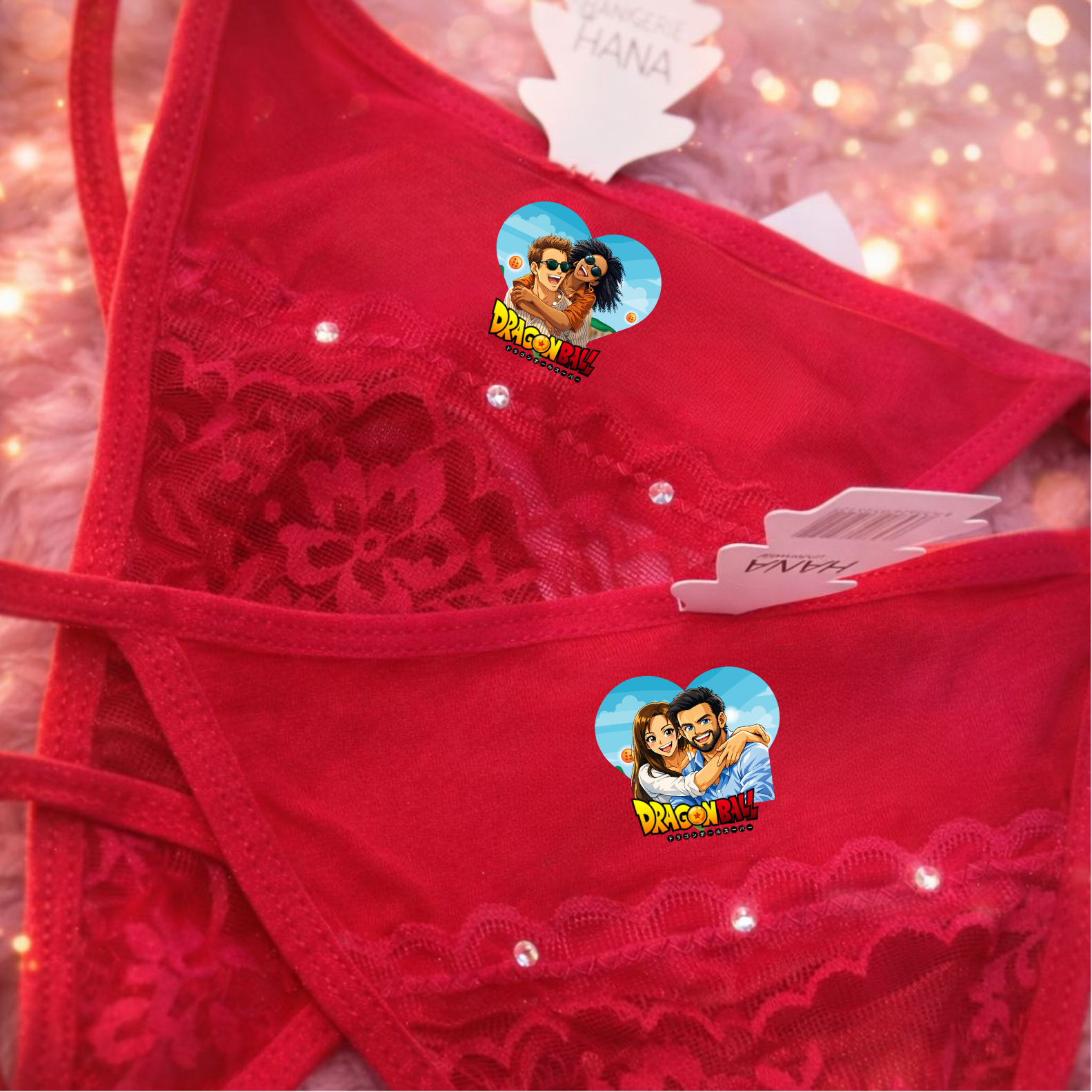 Tanga de Encaje Rojo Personalizado con tu foto
