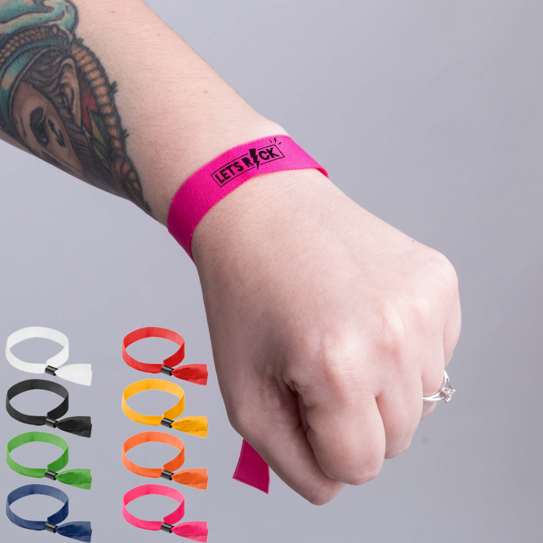 PACK 50  PULSERAS DE TELA PERSONALIZADA PARA EVENTOS