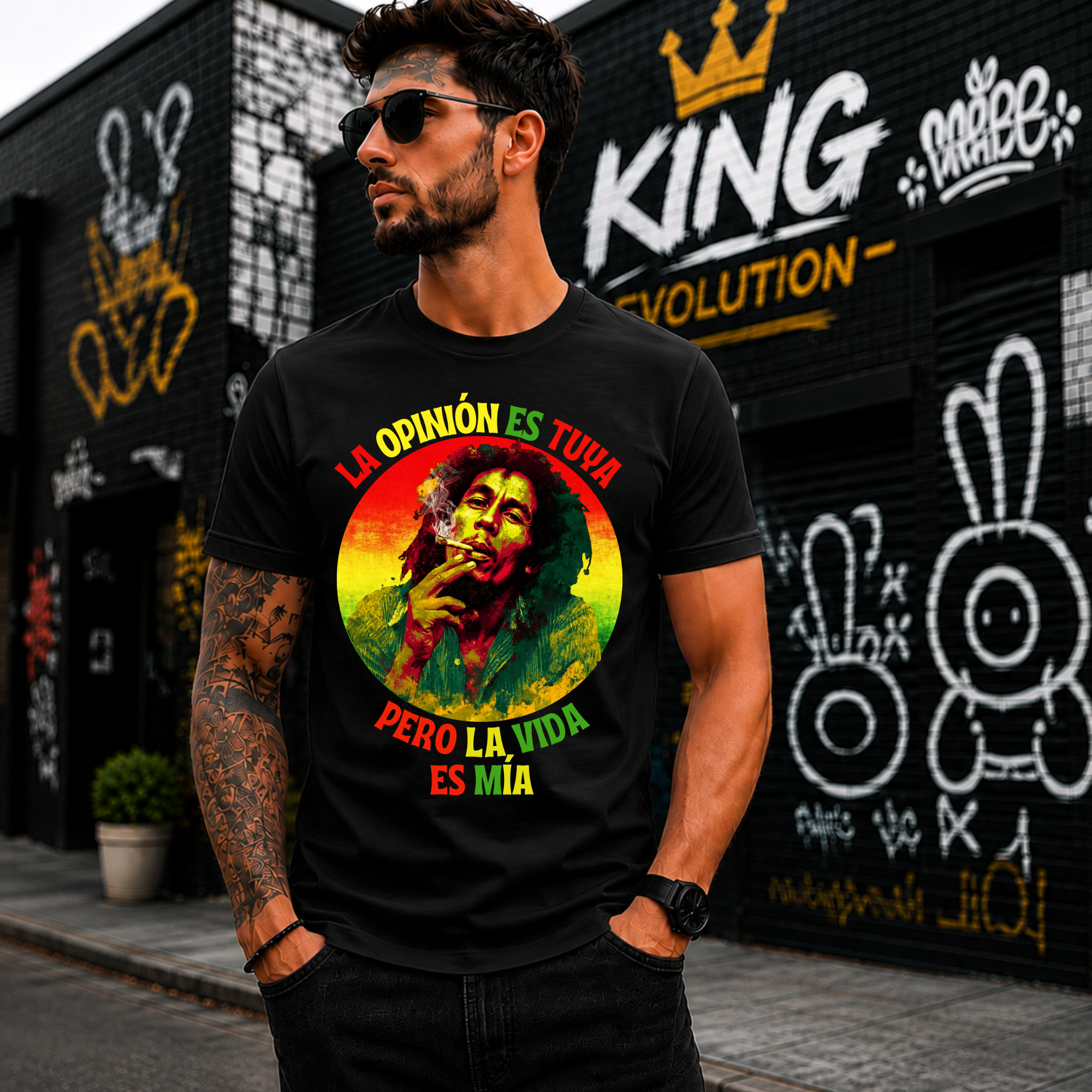 Camiseta Bob Marley "Mi vida" Estampación grande
