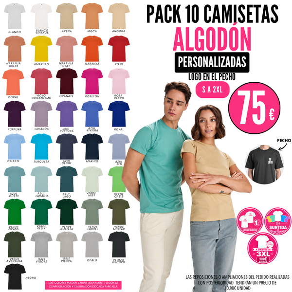 PACKS CAMISETAS ALGODÓN ADULTO