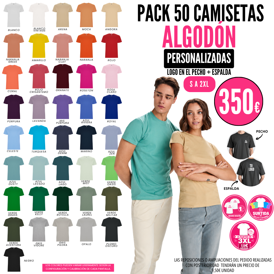 PACKS CAMISETAS ALGODÓN ADULTO