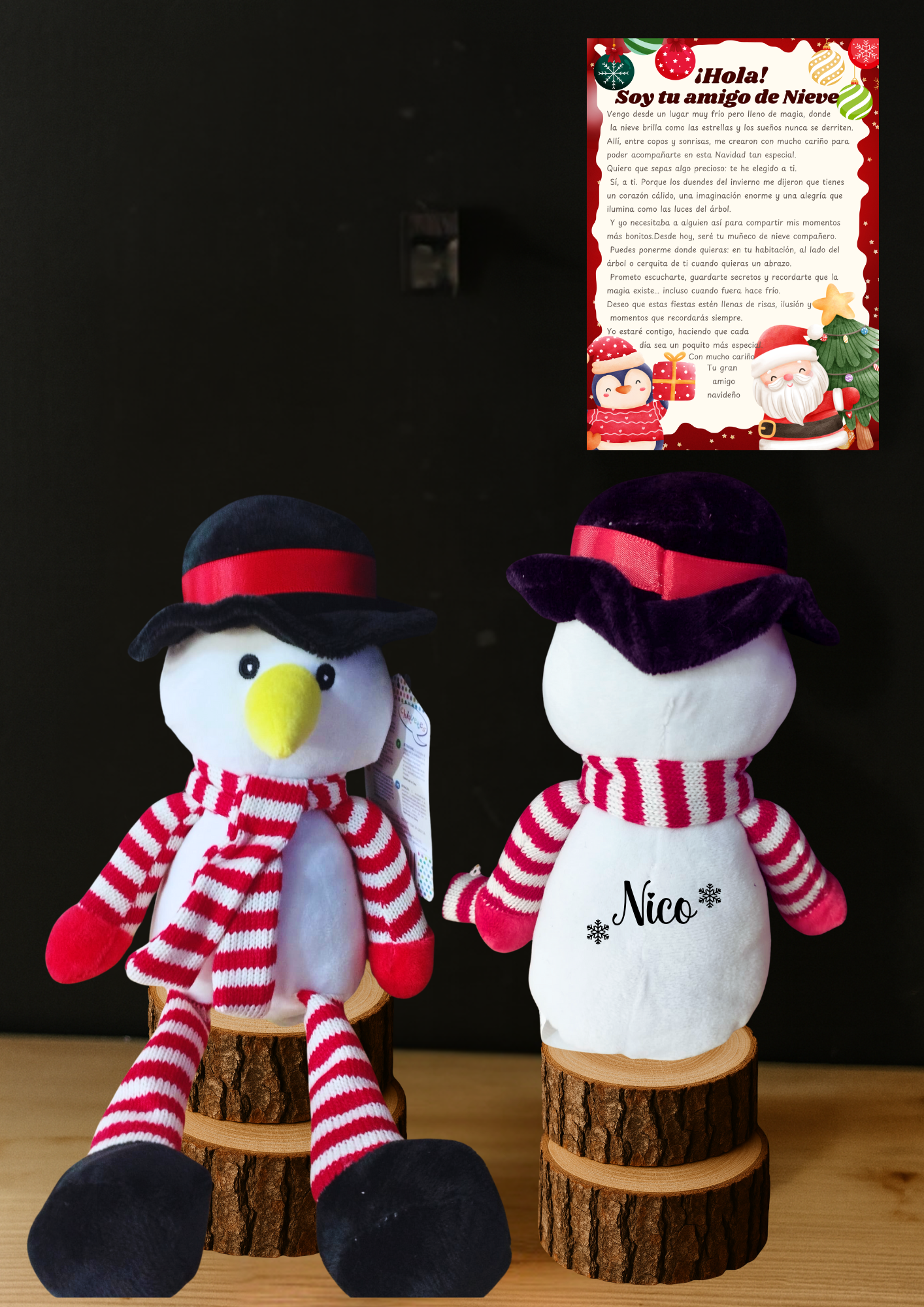 Muñeco nieve personalizable con carta de presentación