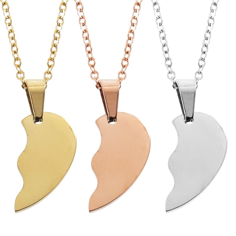 Set de 2 collares con colgante corazón partido personalizados