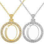 Colgante plateado medalla giratoria  con brillantes personalizado