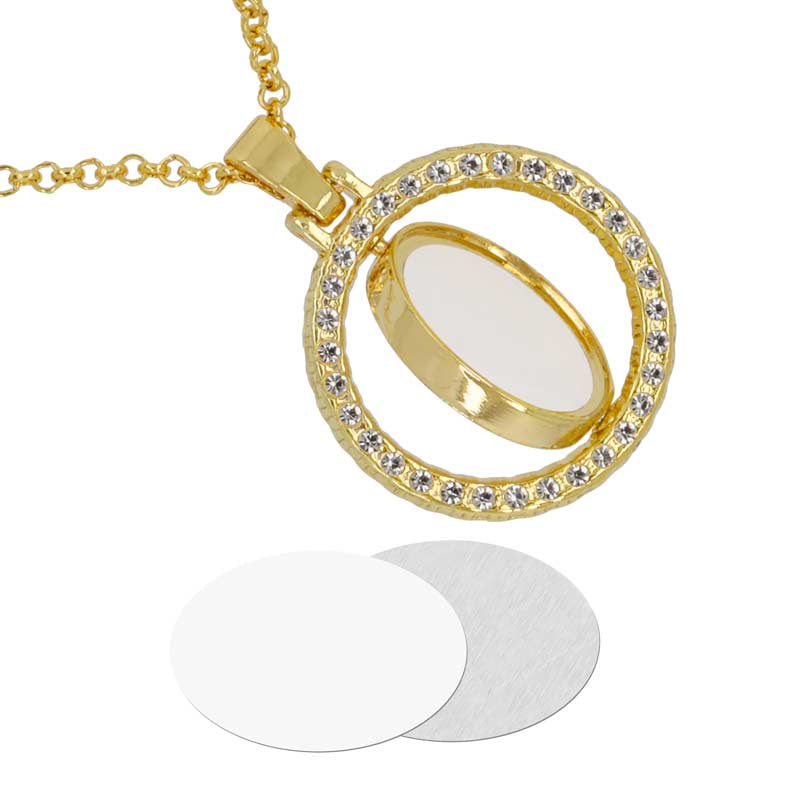 Colgante  dorado medalla giratoria  con brillantes personalizado