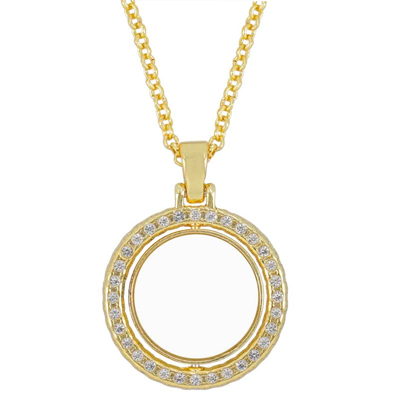 Colgante  dorado medalla giratoria  con brillantes personalizado