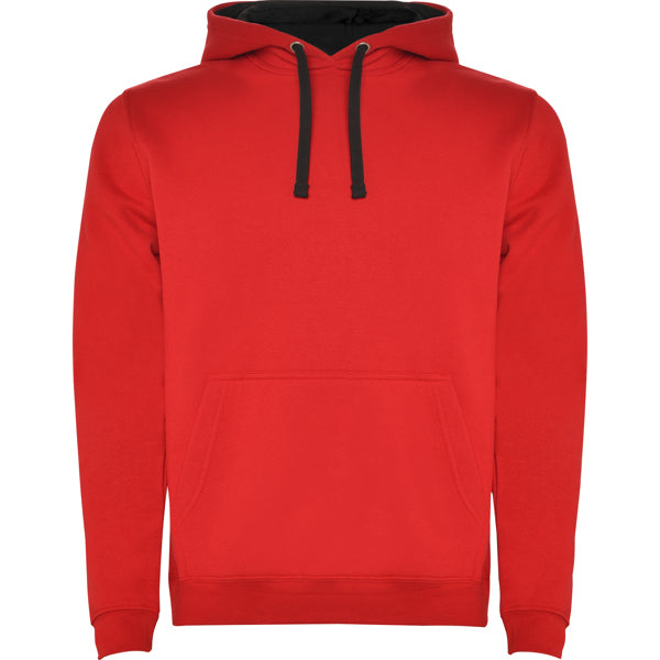 SUDADERA ROJA CON CAPUCHA NEGRA  PARA INFANTIL Y  ADULTO