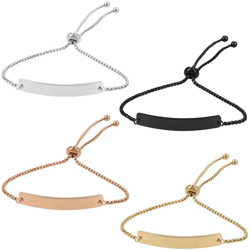 Pulseras medalla rectangular grabada