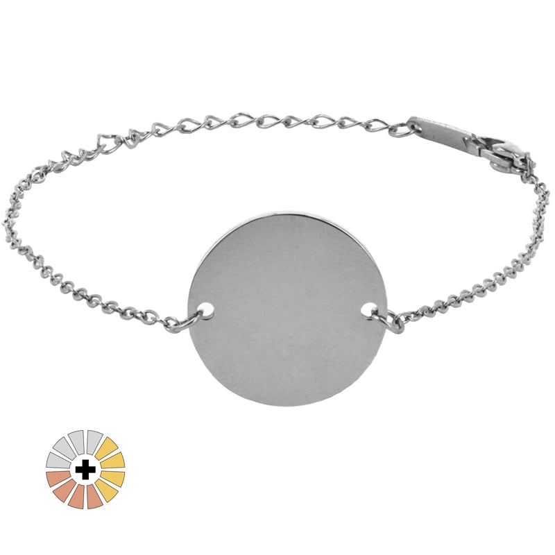 Pulseras medalla redonda grabada